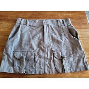 Fashion Nova Women's Sz XL Grey No Promises Mini Cargo Skirt Pockets NWT